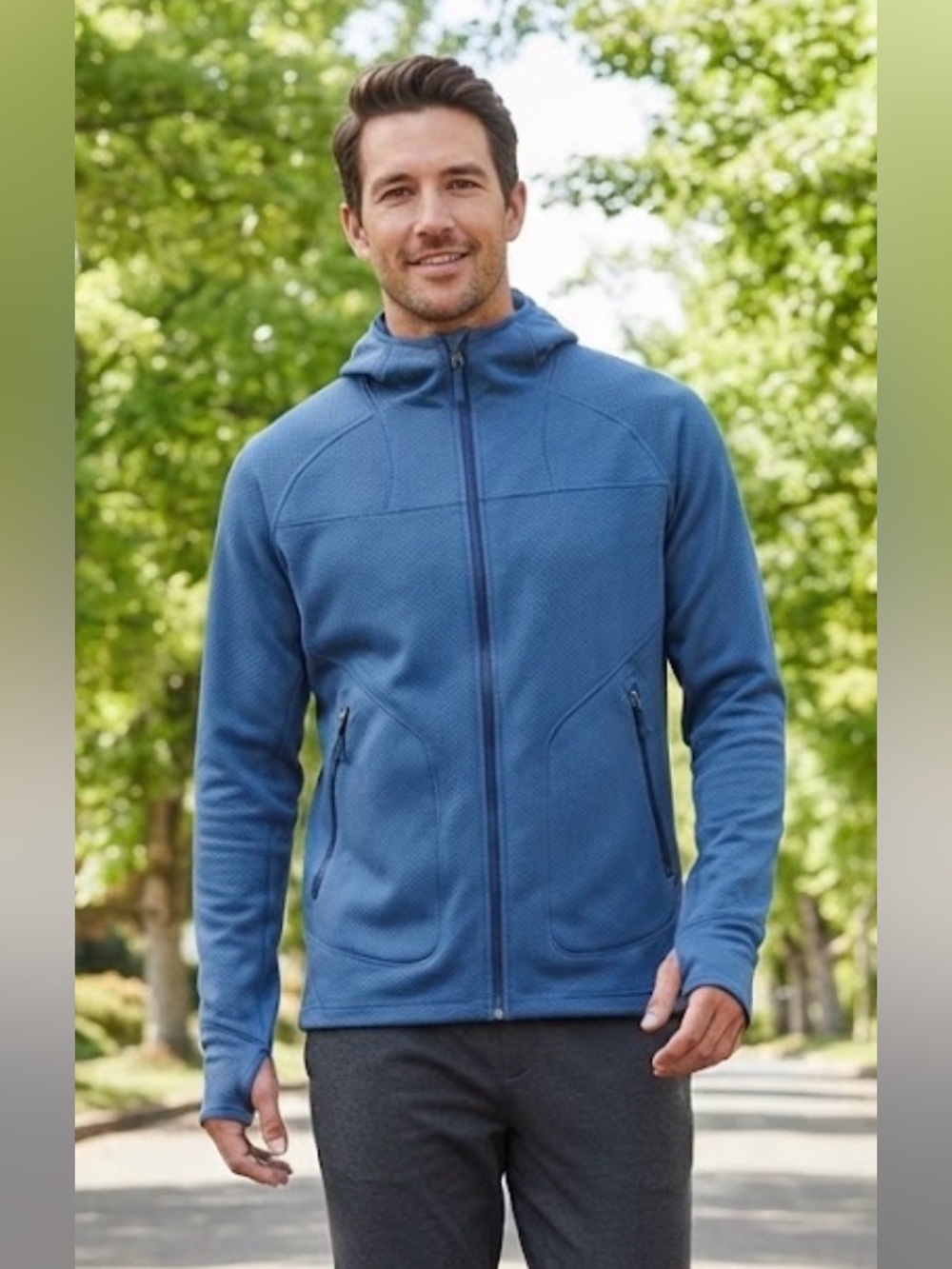REI Co-op Grid Fleece Full-Zip Technical Hoodie Blue M